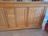 Komoda drewniana wzór lamele 240 cm długości, głębokość 54 cm
