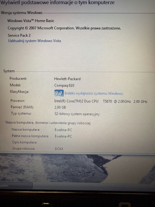 Laptop HP compaq 610
