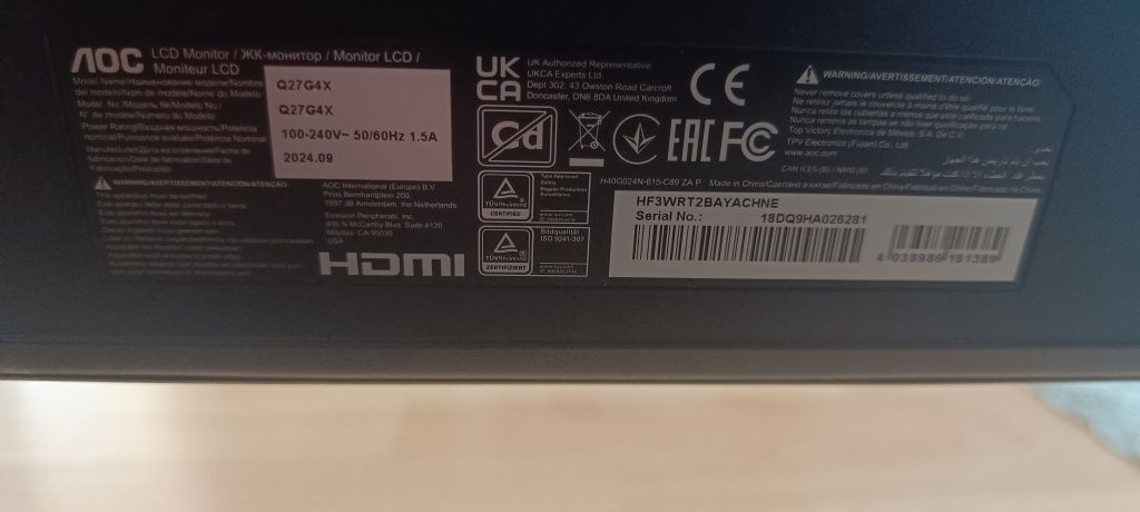 Monitor AOC Q27G4X