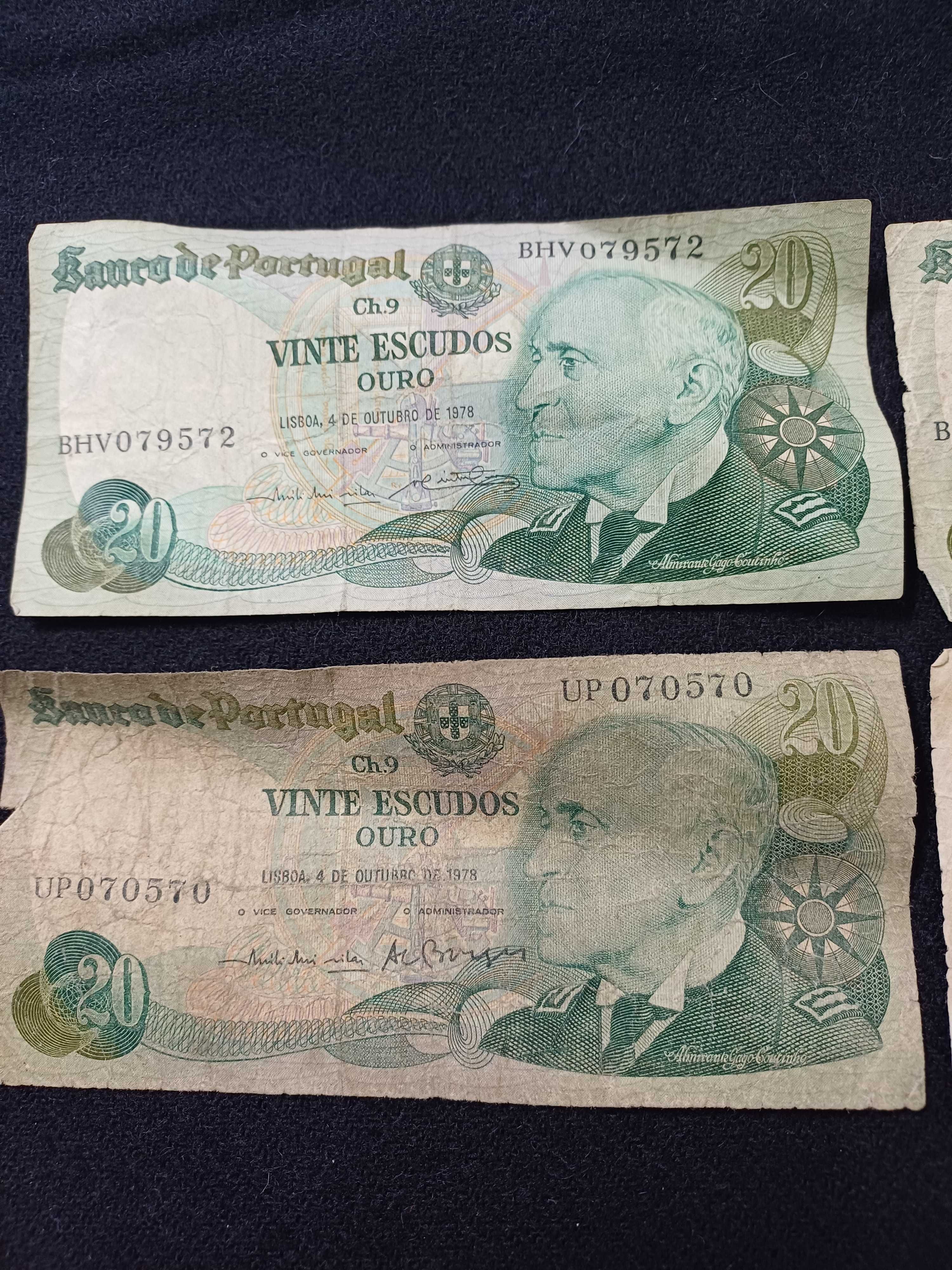 Notas de 20 escudos 4 unidades