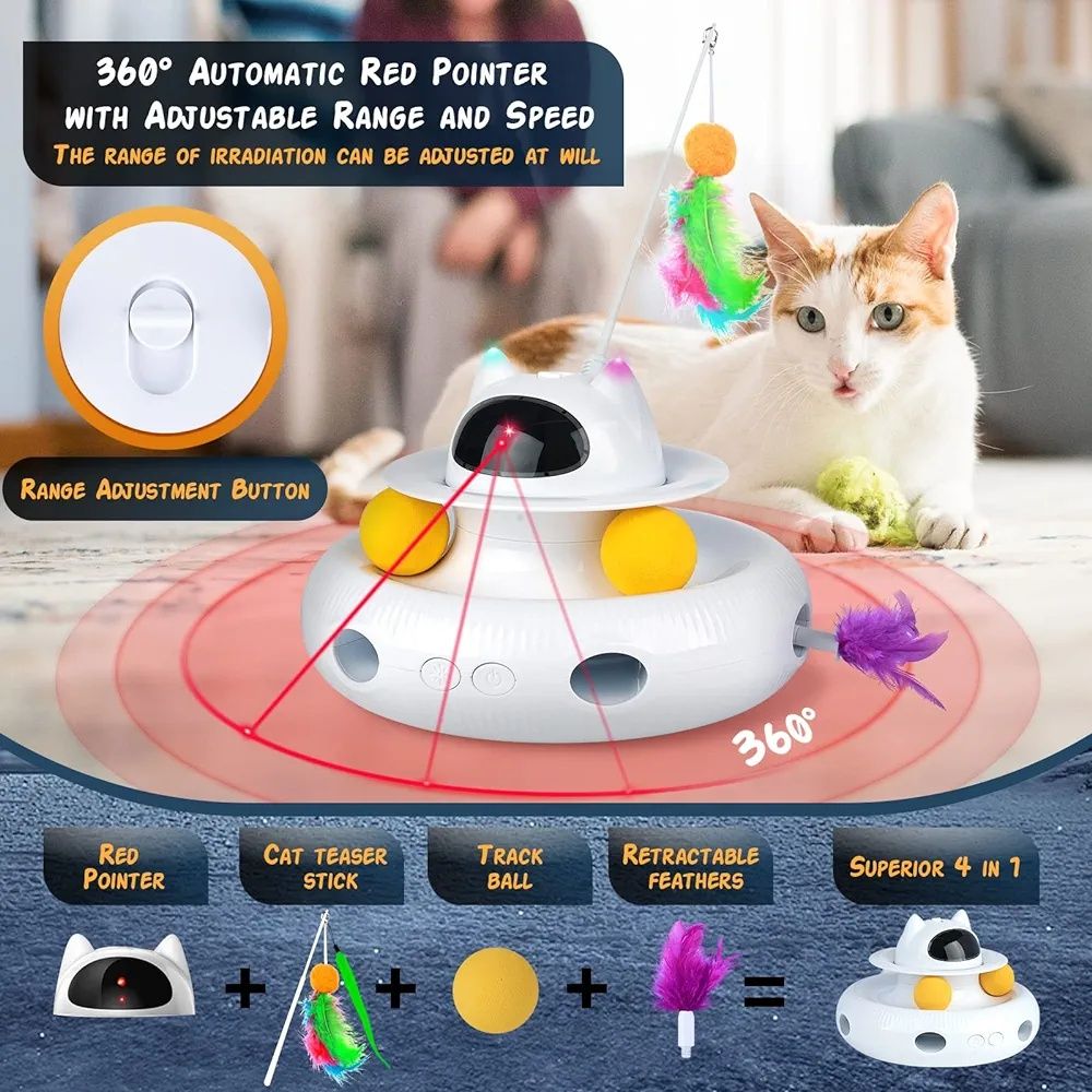 FWLWTWSS Interaktywna zabawka dla kota 4 w 1, automatyczna zabawka