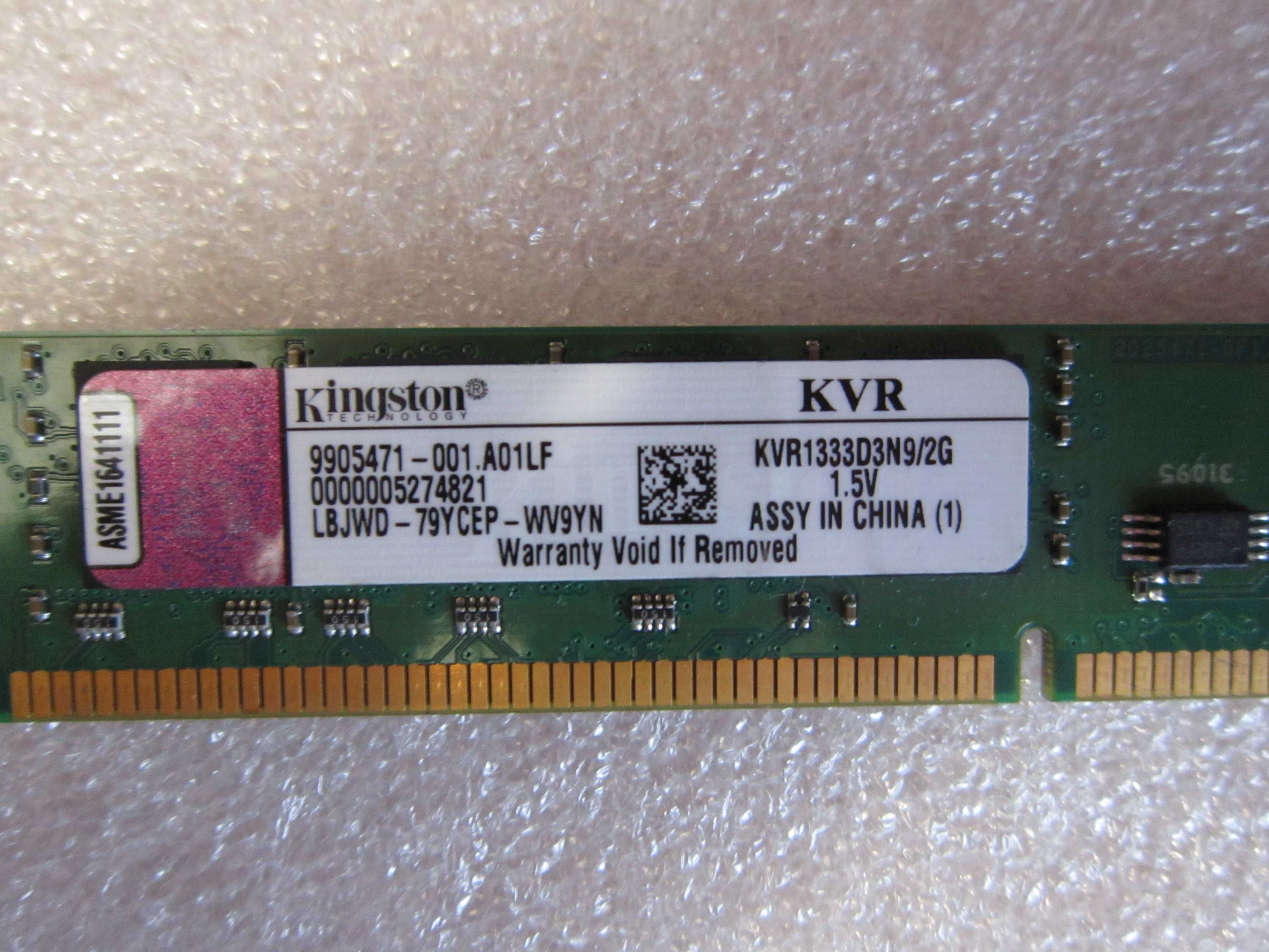 2GB Pamięć ram DDR3 Kingston 2GB KVR1333D3N92G 1.5V