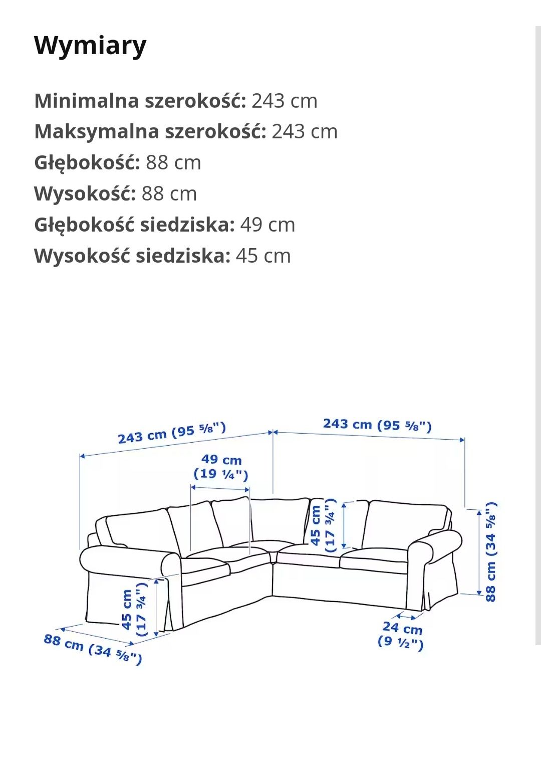 Sofa narożna 4 osobowa Ektorp