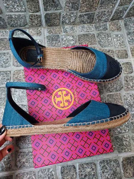 Dżinsowe espadryle ze skóry cielęcej Tory Burch 41