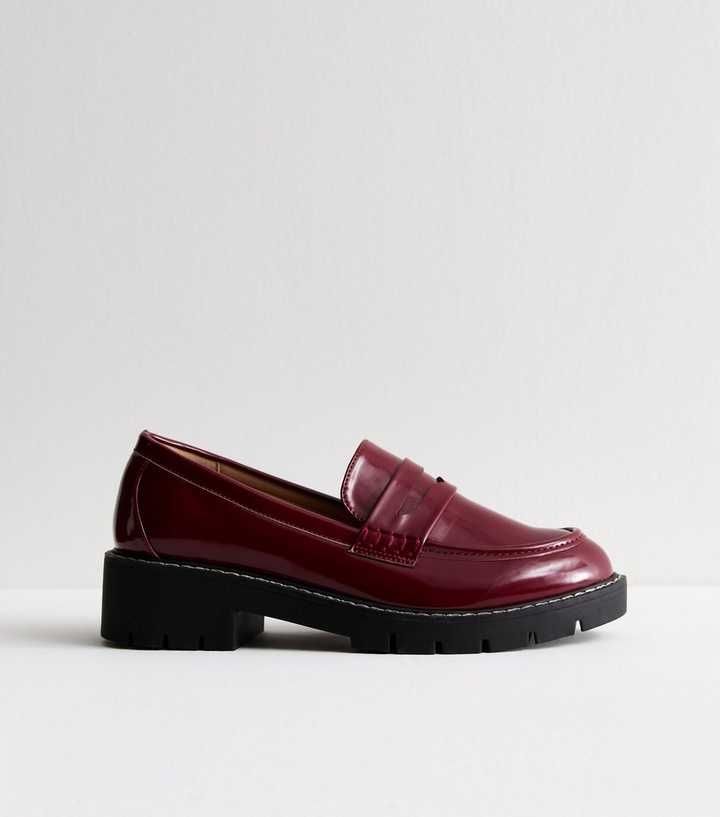 New Look 38 Mokasyny Burgundy Eko Skóra J28058