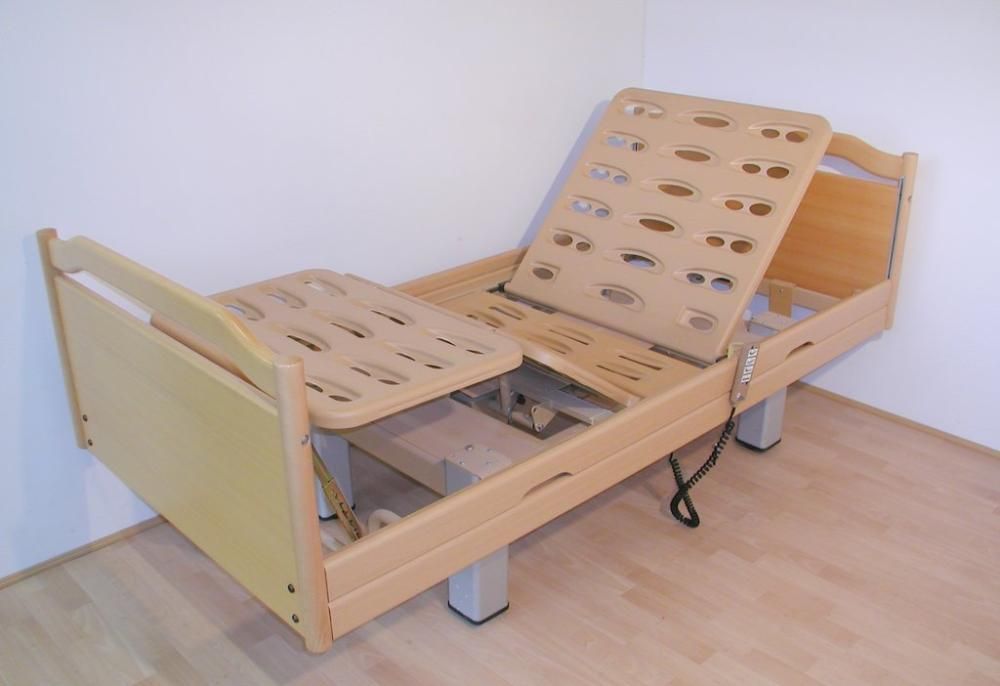 Domowe łóżko rehabilitacyjne elektryczne - drewniane