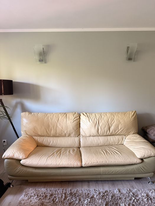 Kanapa i fotel skórzana Dobrodzień z funkcją spania