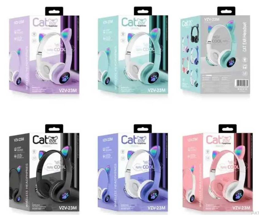 Дитячі Бездротові навушники вушка LED Bluetooth VZV-23M Наушники ушки