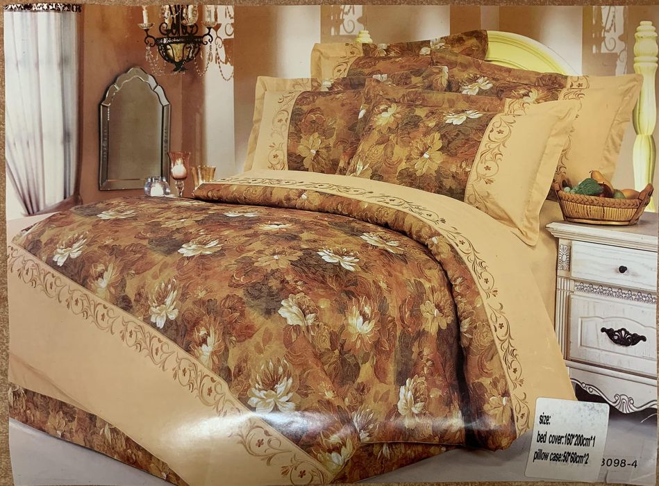 Narzuta RÓŻĘ BRĄZOWE 160 / 200 + poszewki 50 / 60. Import