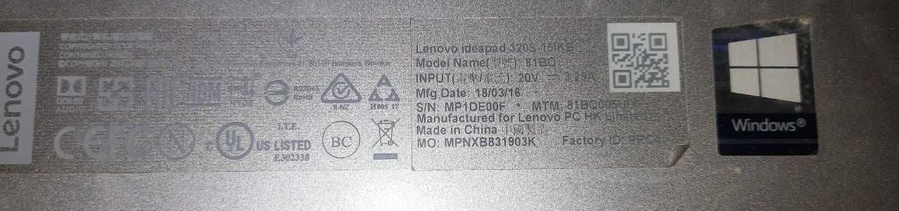 Ноутбук Lenovo ideapad 320s mx 130