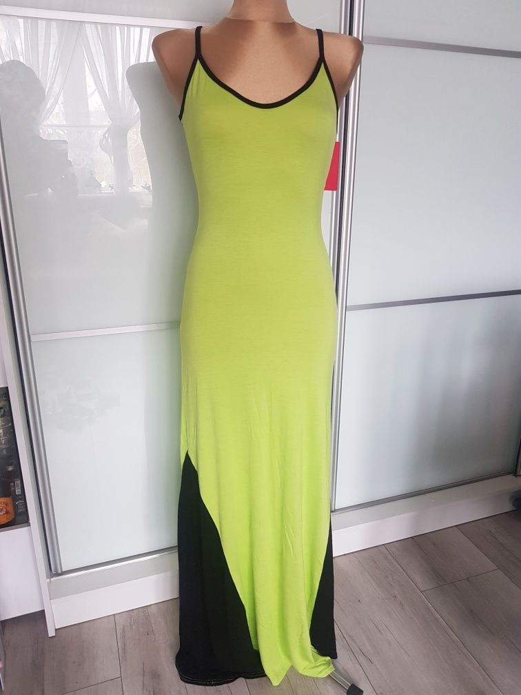 Sukienka letnia maxi limonka 38