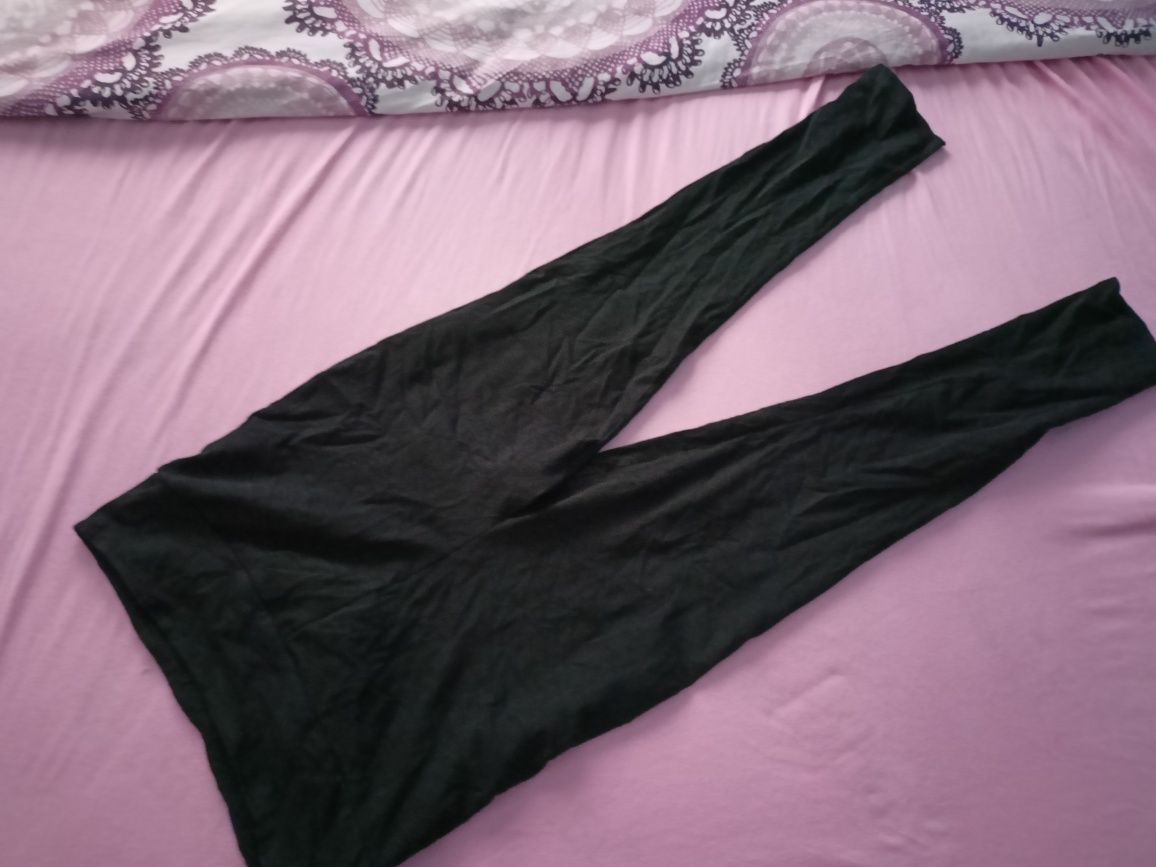 Czarne bawełniane getry legginsy wysoki stan 42 XL rover island