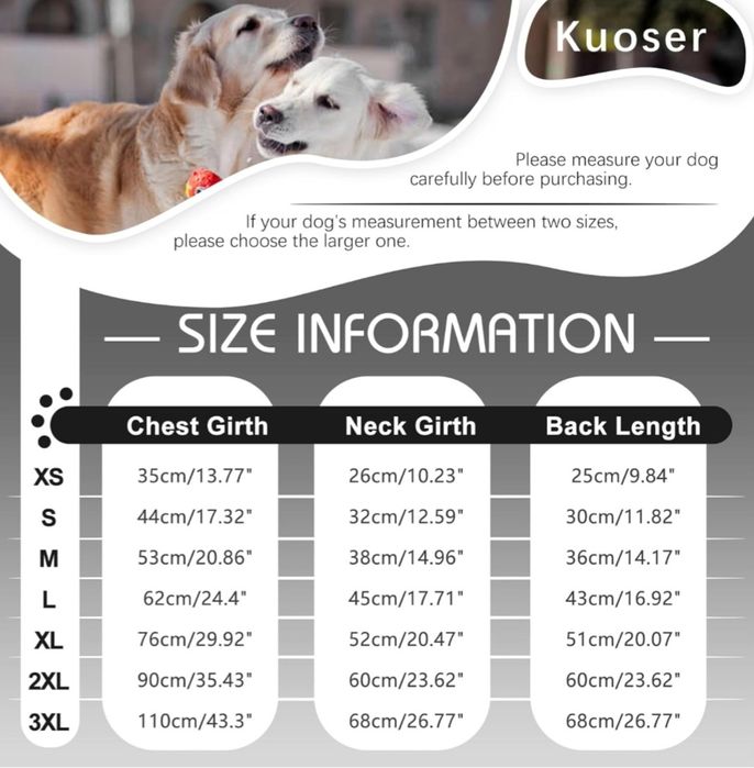 Ciepła kurtka dla psa Kuoser 3XL 68cm