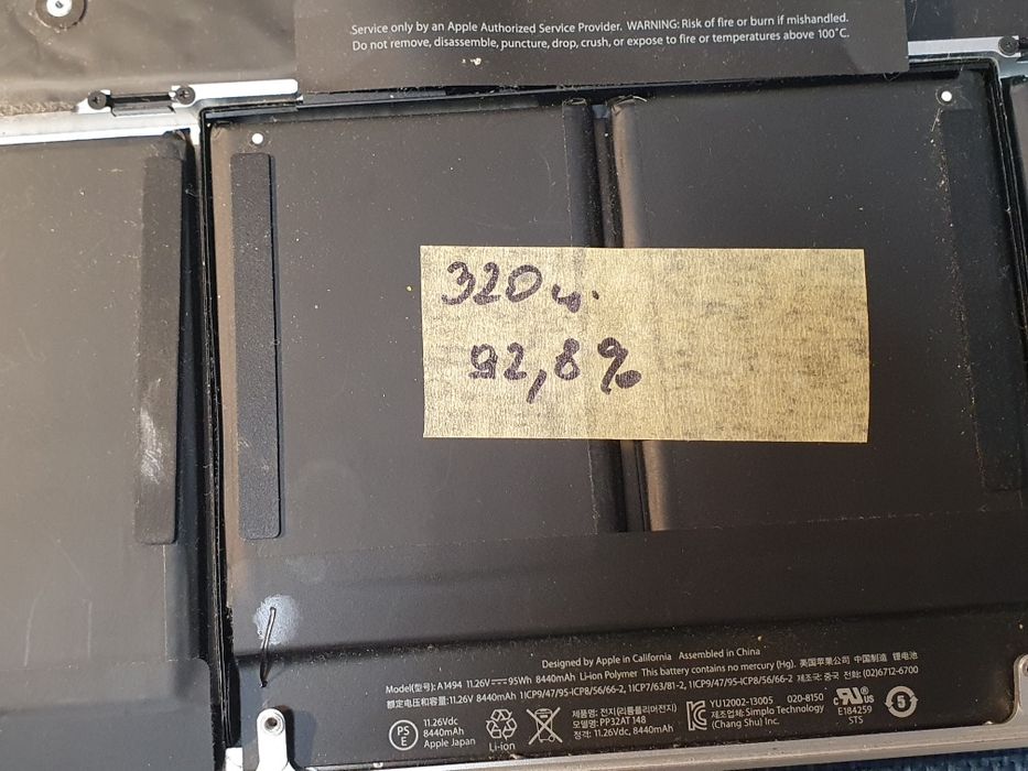 Топкейс аккумулятор apple macbook pro a1398 2014