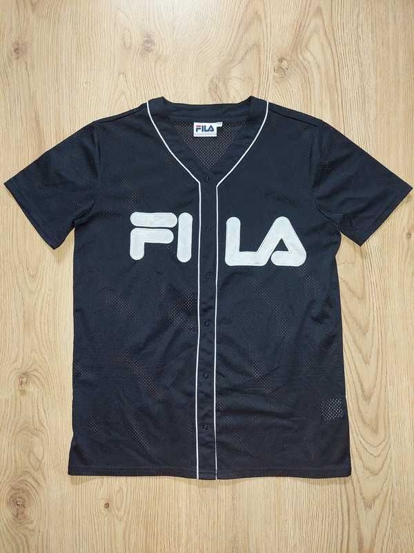 Koszulka Fila S siateczka rozpinana czarna baseball t-shirt bluzka