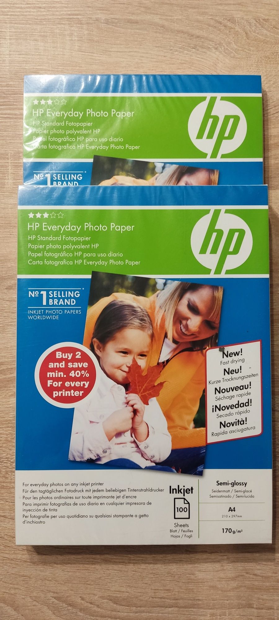 2x HP everyday photo papier semi- glossy, a4, 170g/m2