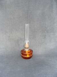 Lampa naftowa szklana brązowa - antyk - PRL