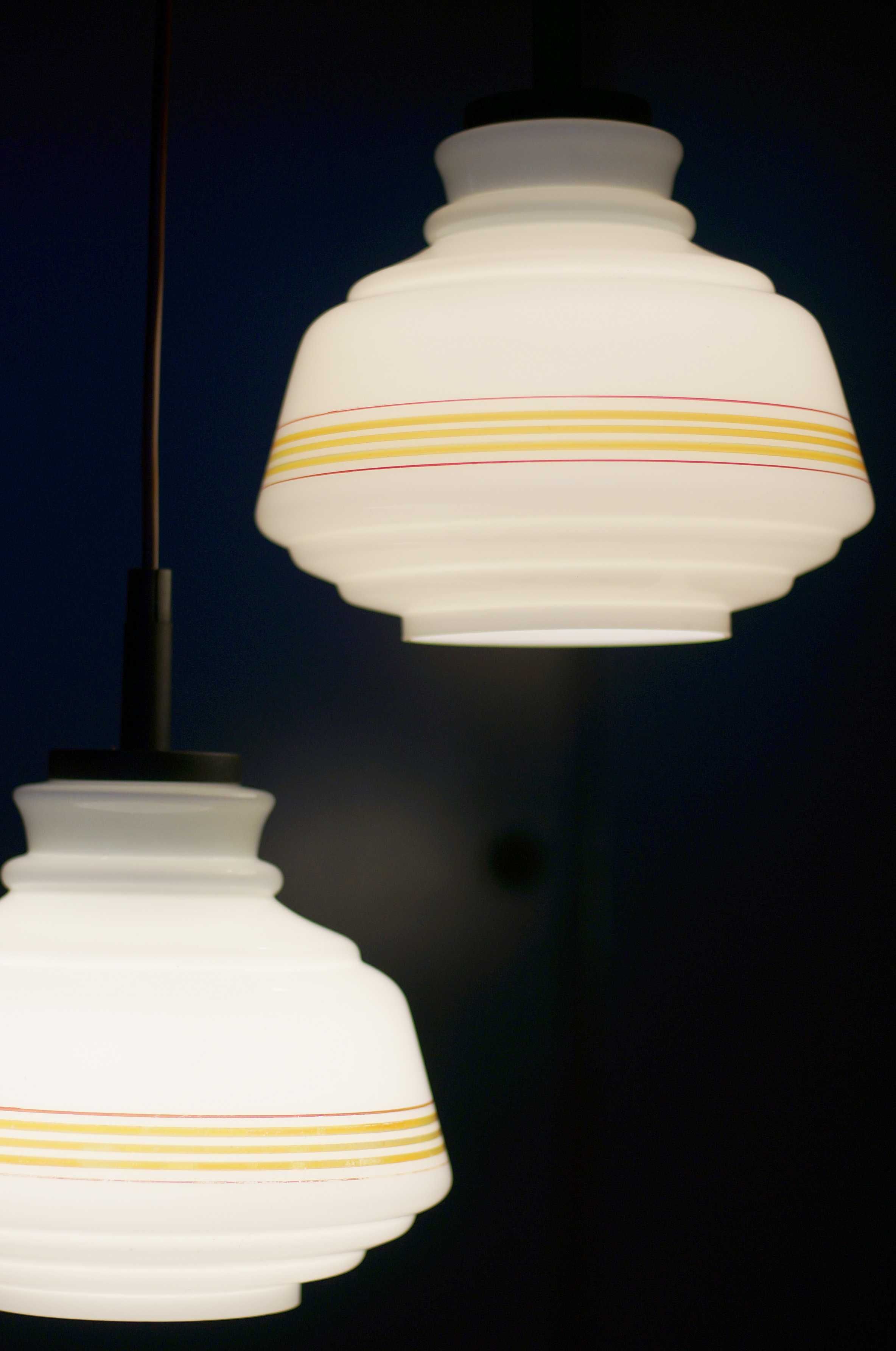 lampa wisząca lata 70, delam podwójny szklany klosz