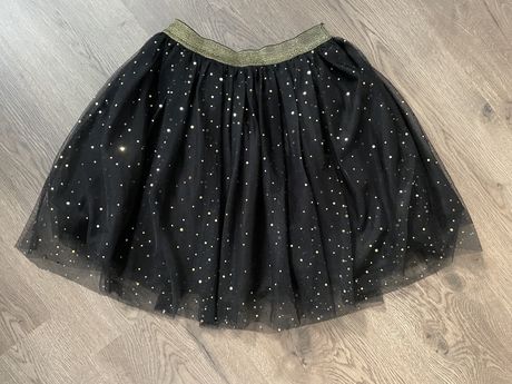 Черная фатиновая юбка на резинке с пайетками