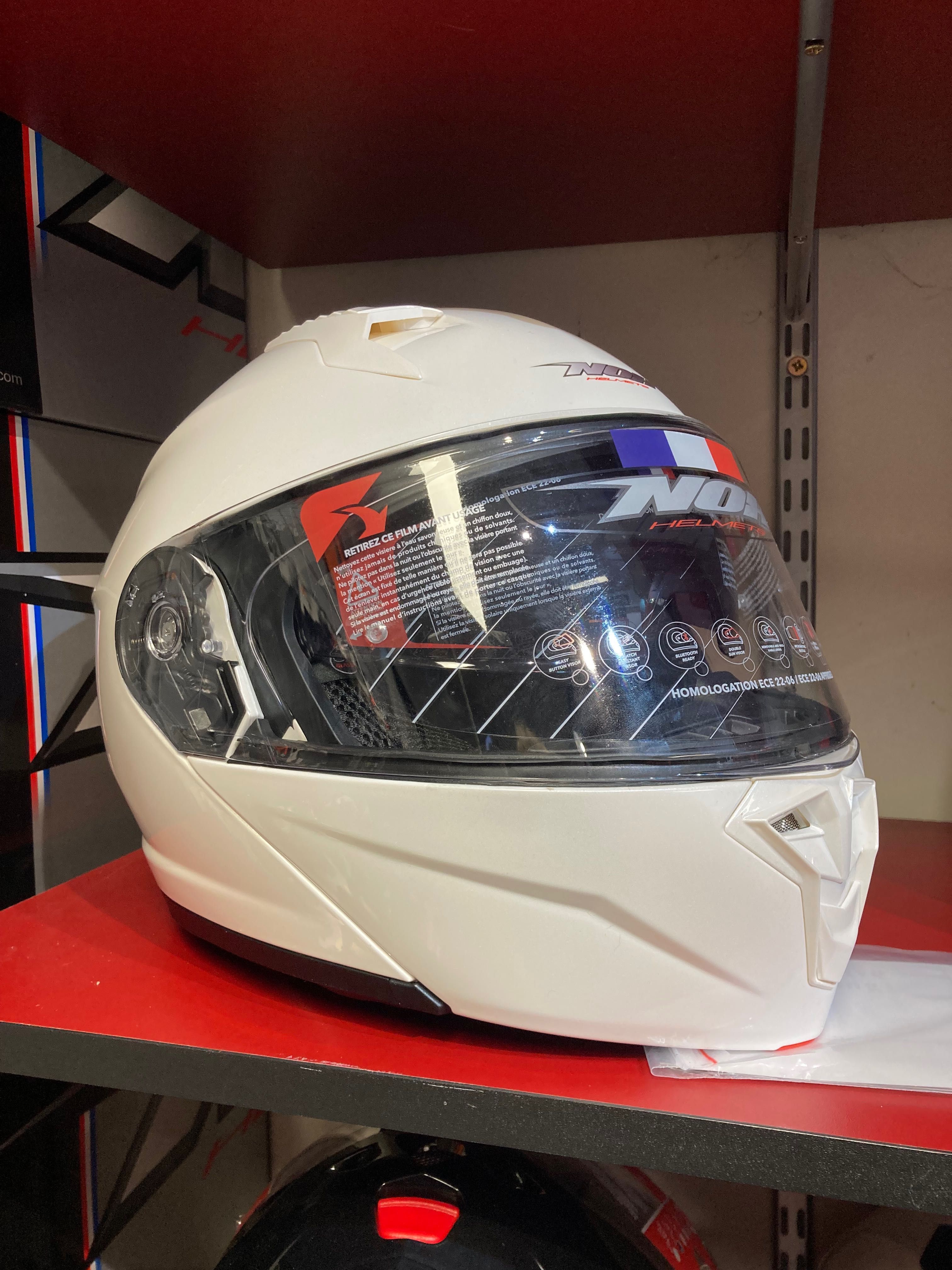 Kask na MOTOR Skuter Nox Szczękowy Blenda Biały i Szary