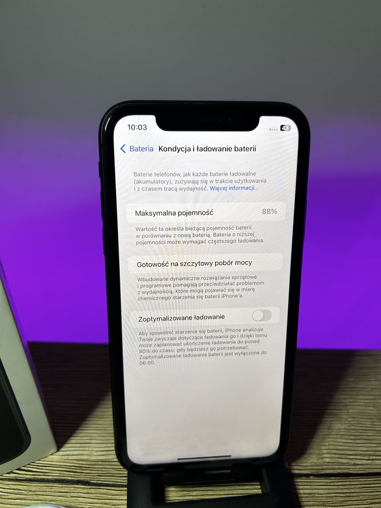 iPhone 11 64GB czarny 88% kondycji zestaw oryginał