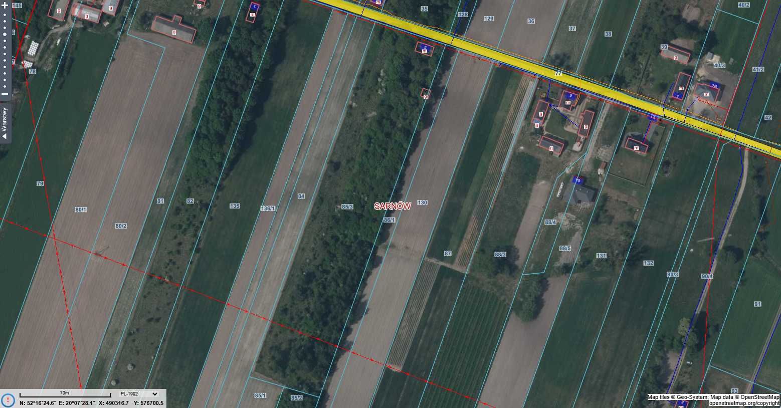Sprzedam bezpośrednio działki 0.58ha + 1.68ha obręb Sarnów Gmina Rybno
