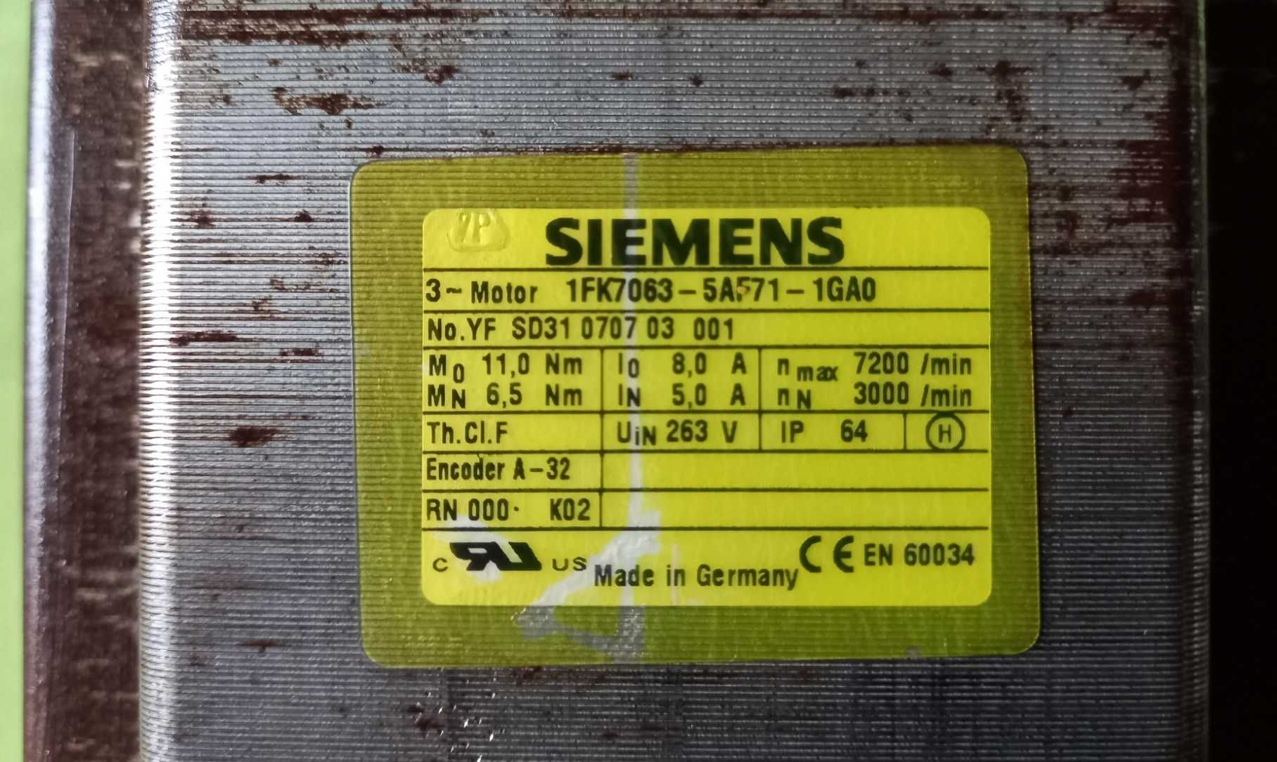 silnik serwo Siemens 1FK7063-5AF71-1GA0 servomotor