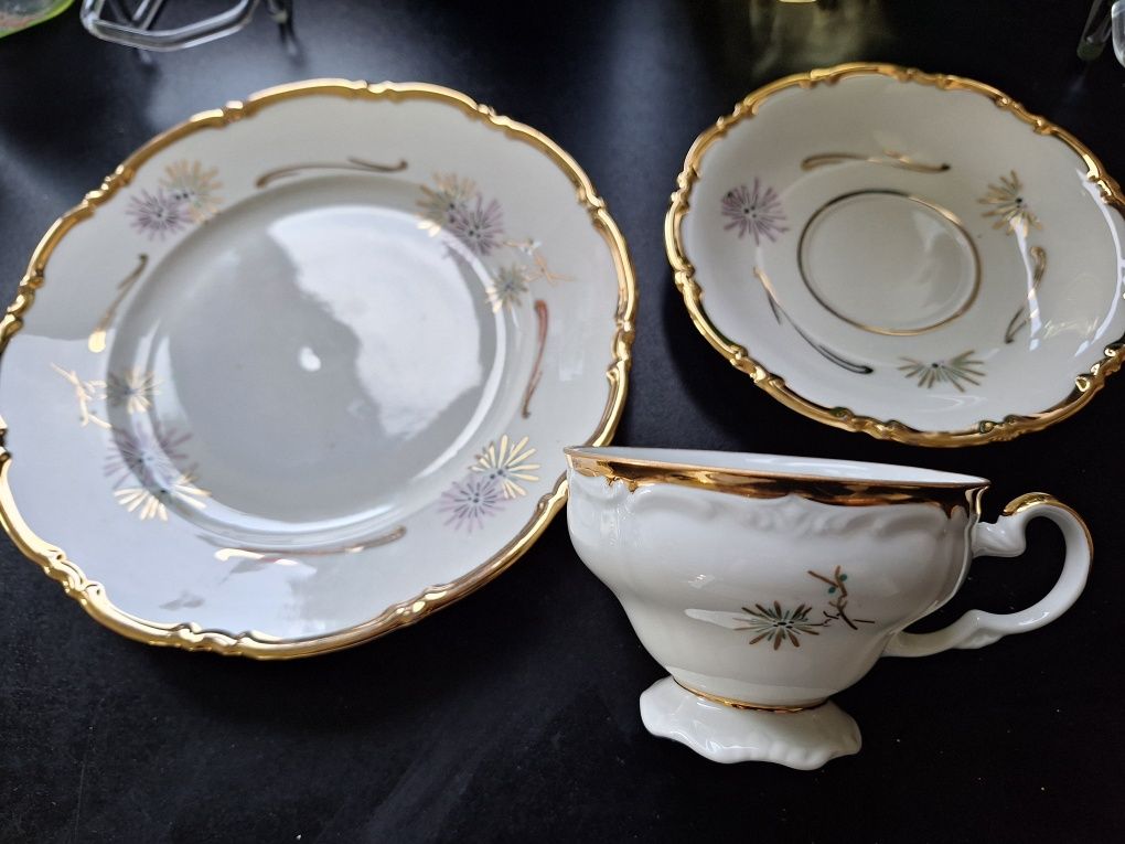 Trio śniadaniowe zestaw porcelana lettin weimar porzellan