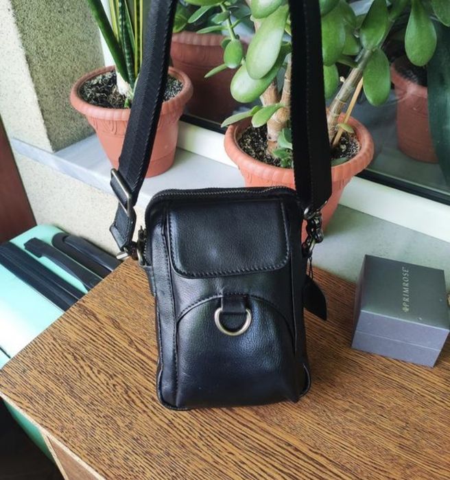 Кожаная Барсетка - Сумка мужская. Черная