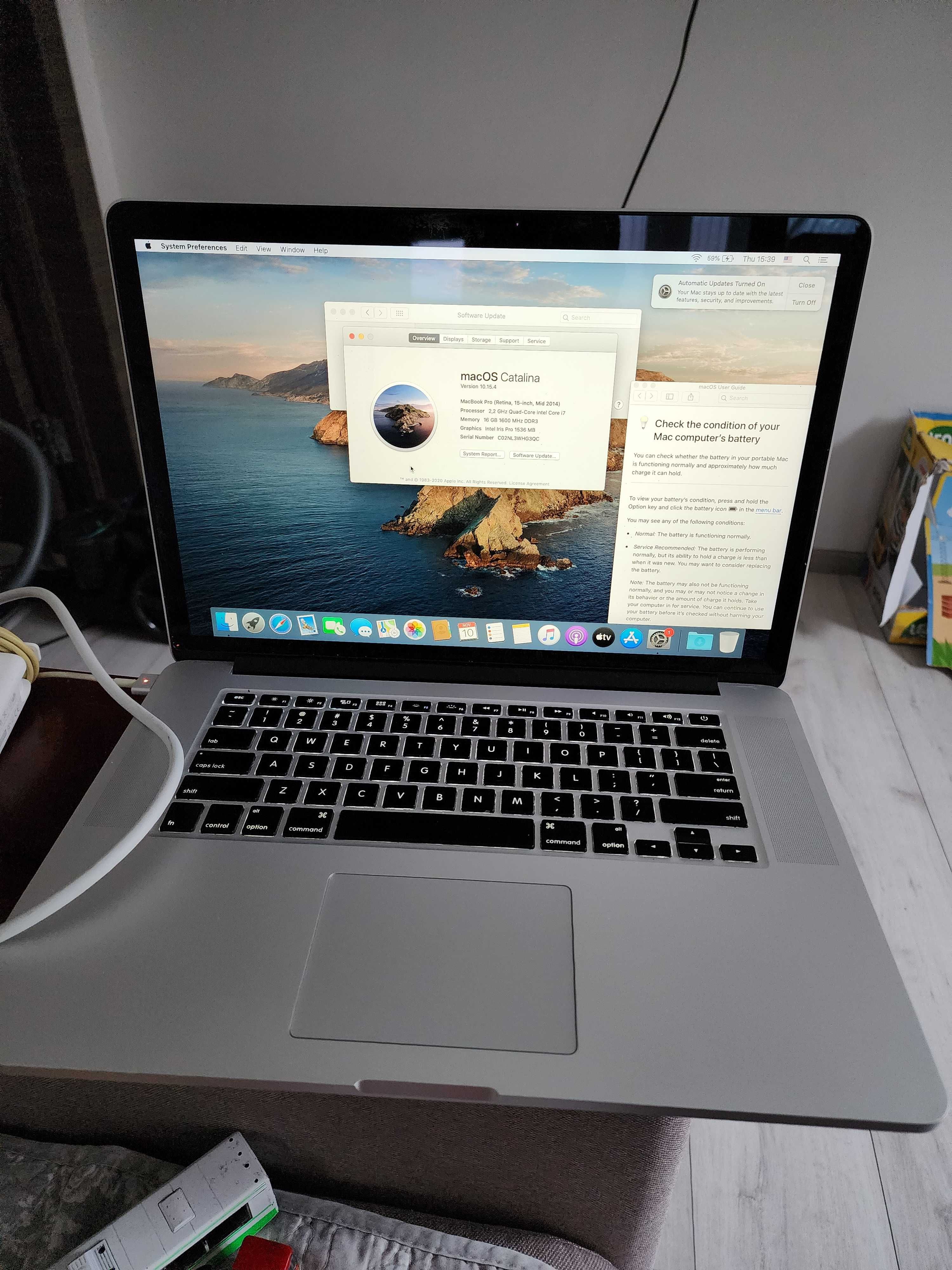 APPLE MacBook Pro 15.4 Retina i7-4770HQ 2.20GHz 16GB 256GB SSD