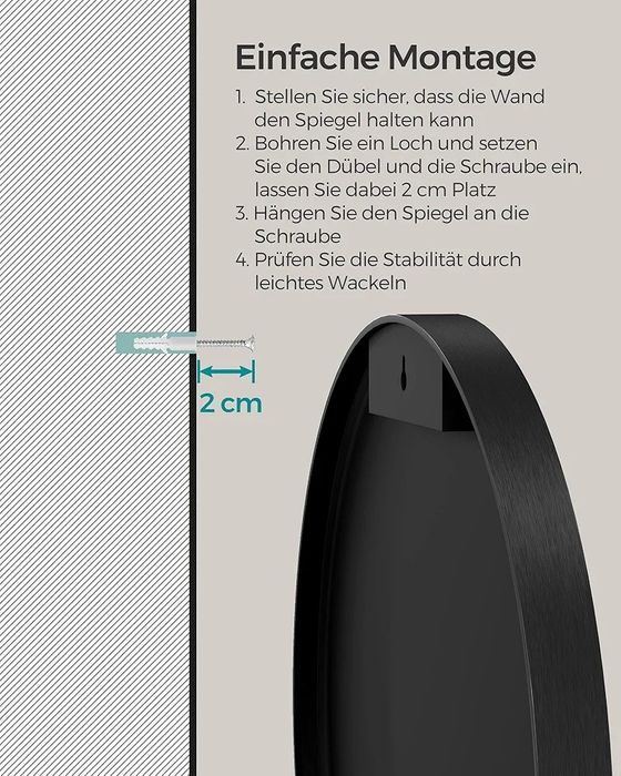 Lustro okragłe kolor czarny