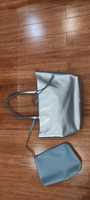 Torebka dwustronna 2w1 niebieska srebrna shopper bag