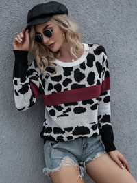 Sweter damski casual wzorzysty wielokolorowy M 38