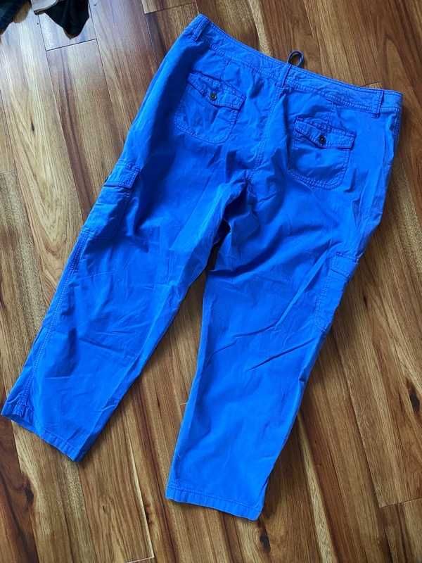 xxxl 46 48 niebieskie spodnie do kostek chinosy cygaretki cargo +size