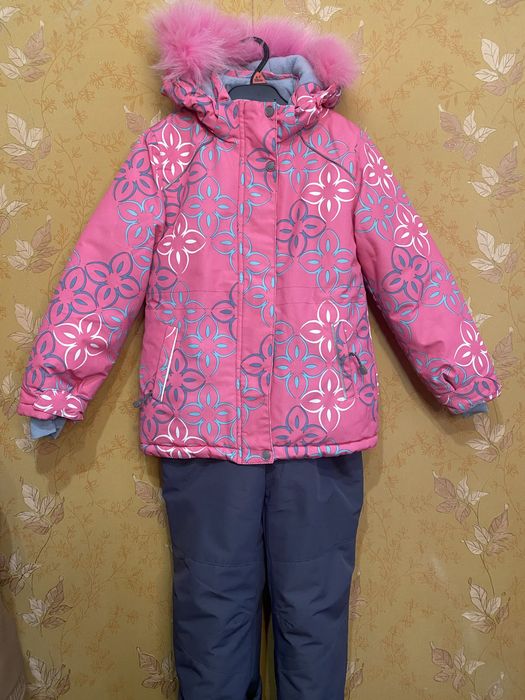 Зимовий термокомплект для дівчинки куртка і комбінезон 116 122