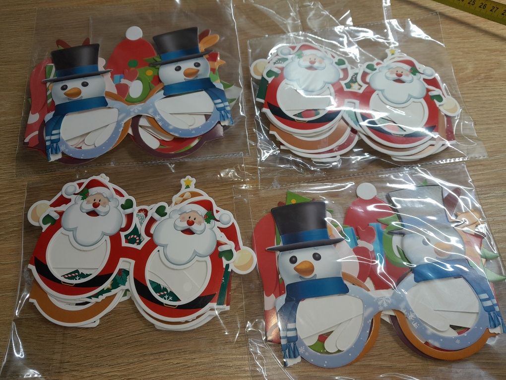 Zestaw 24 szt. Papierowe okulary dla dzieci świąteczne merry christmas