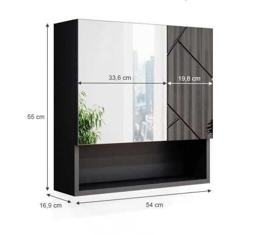 Szafka z lustrem wisząca łazienkowa IRMA ANTRACYT POŁYSK VICCO