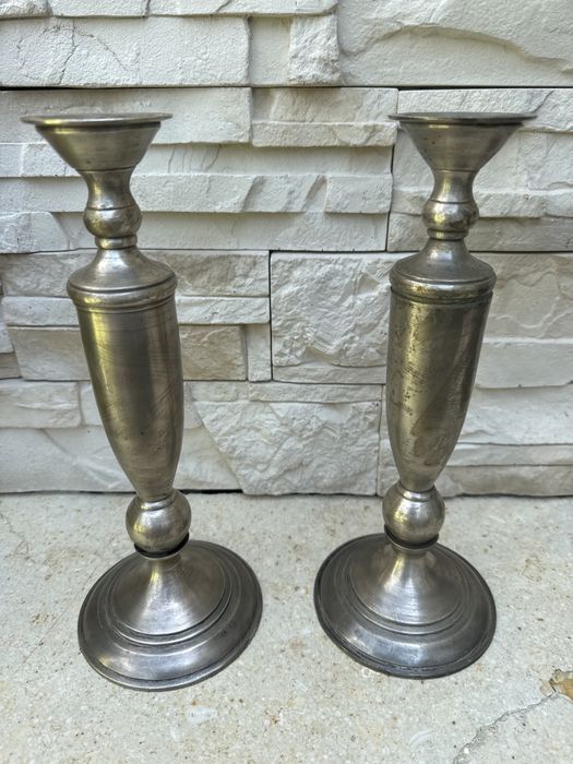 Komplet kandelabrów oksydowane srebro mosiądz