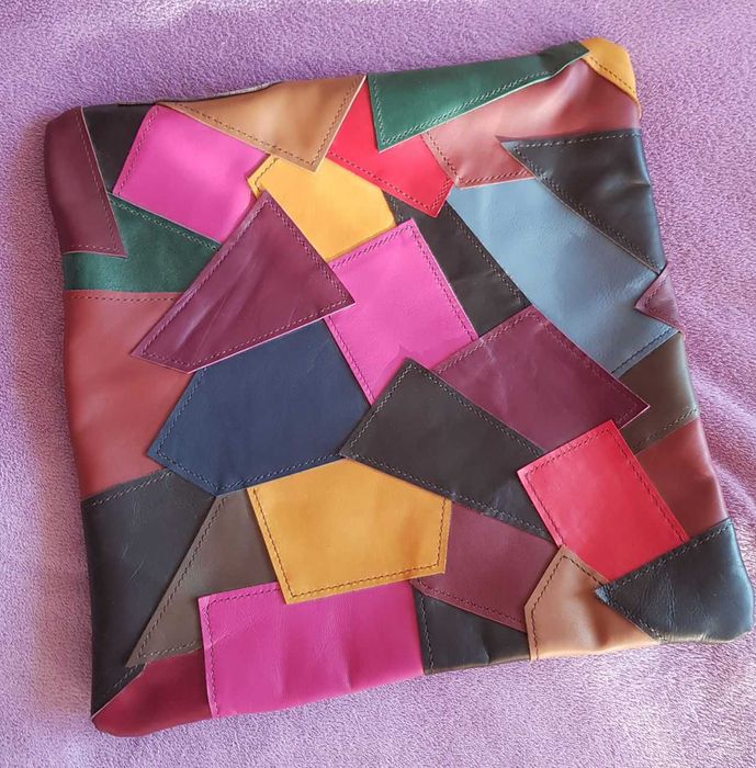 Шкіряна подушка. Hand made. Печворк