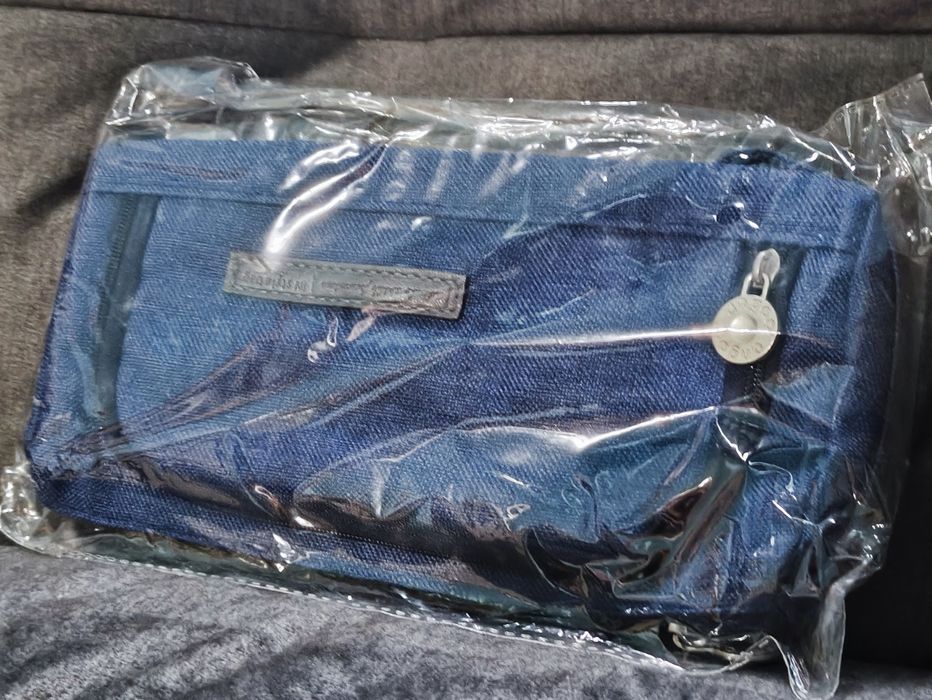 Piórnik do szkoły szkolny jeans ciemno niebieski