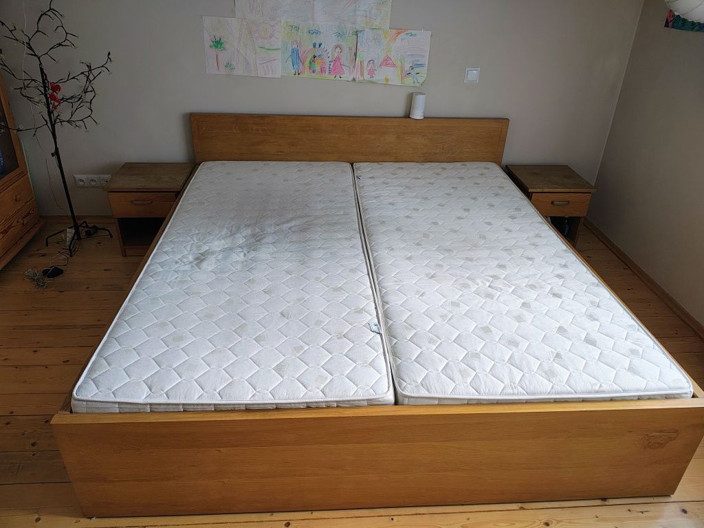Łozko 180 x 200 z szufladami, stelażem i 2 szafkami nocnymi