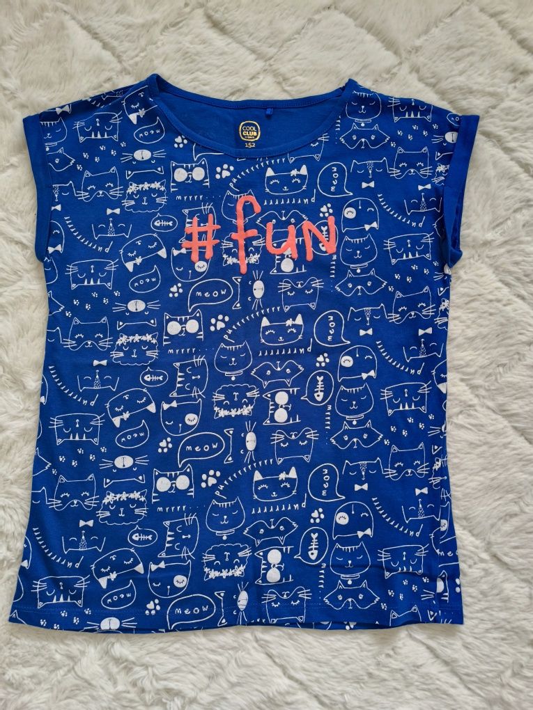 T-shirt dla dziewczyny mlodzieżowy rozmiar 152 koty