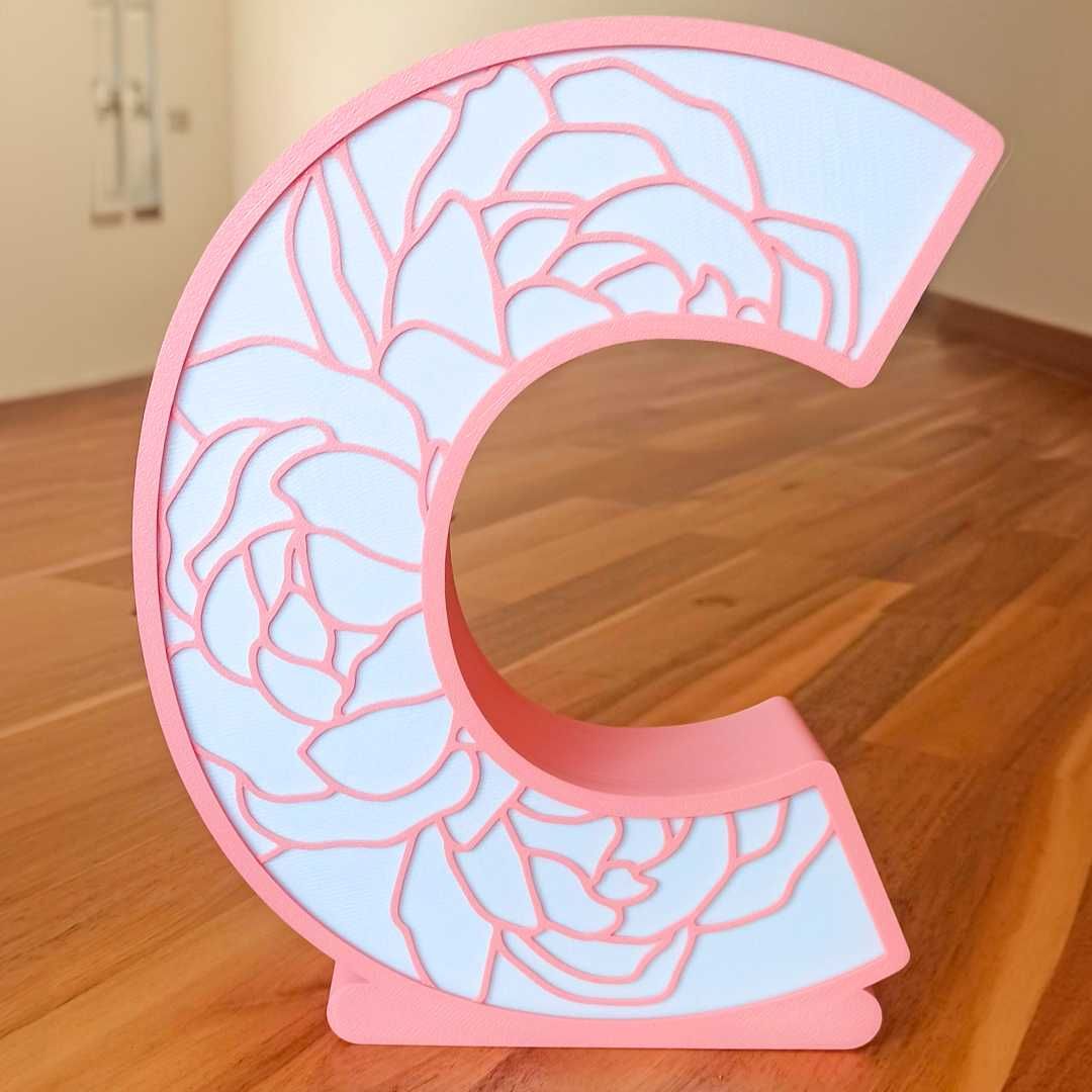 Luz led personalizada quarto do bebe | nome com flores | candeeiro