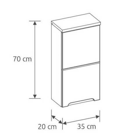 Szafka łazienkowa wisząca, bez lustra Bali 35 x 70 x 20