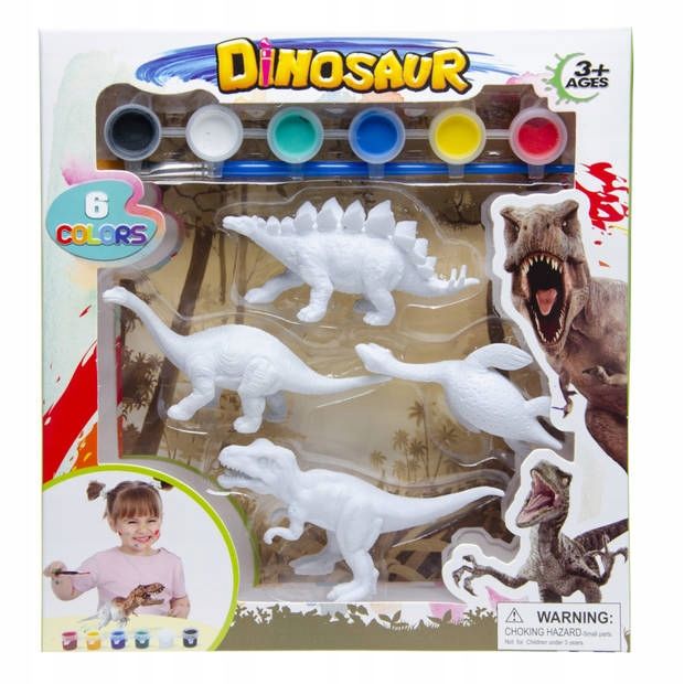 Zestaw Dinozaury Do Malowania Farbki Figurki Kolor