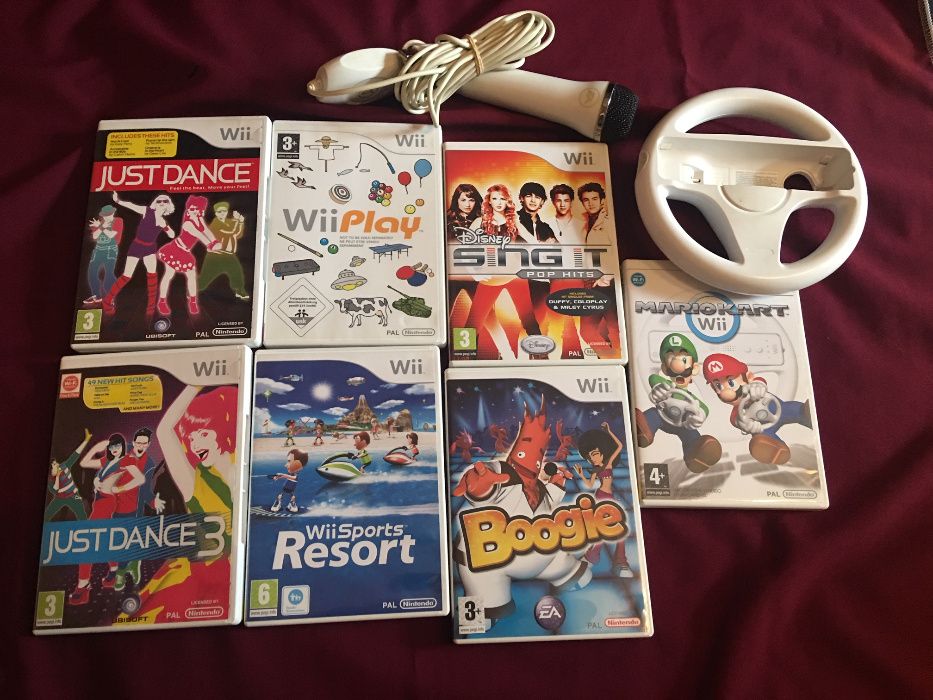 Wii + jogos + acessórios + WiiFit Plus