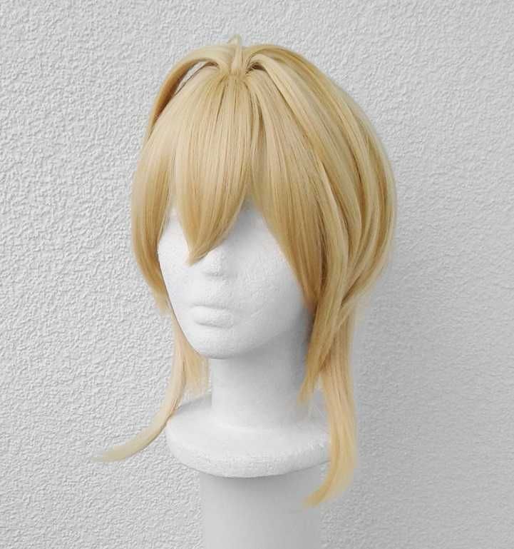 Lumine Genshin Impact Violet Evergarden krótka blond peruka cosplay