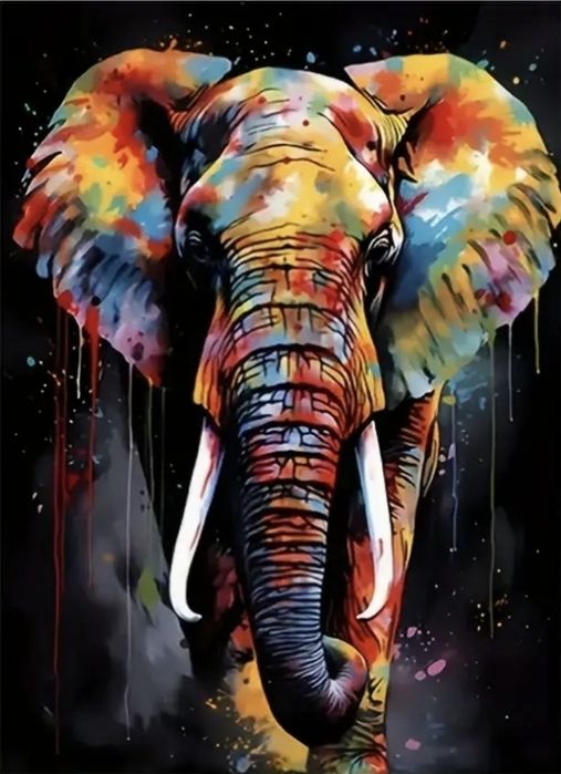 Nowoczesny obraz na płótnie 150x100 duży rama kolorowy słoń