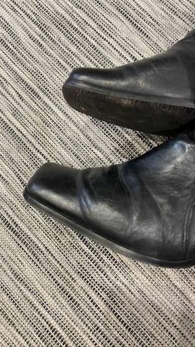 Czarne skórzane botki kw. Szpic 38 damskie