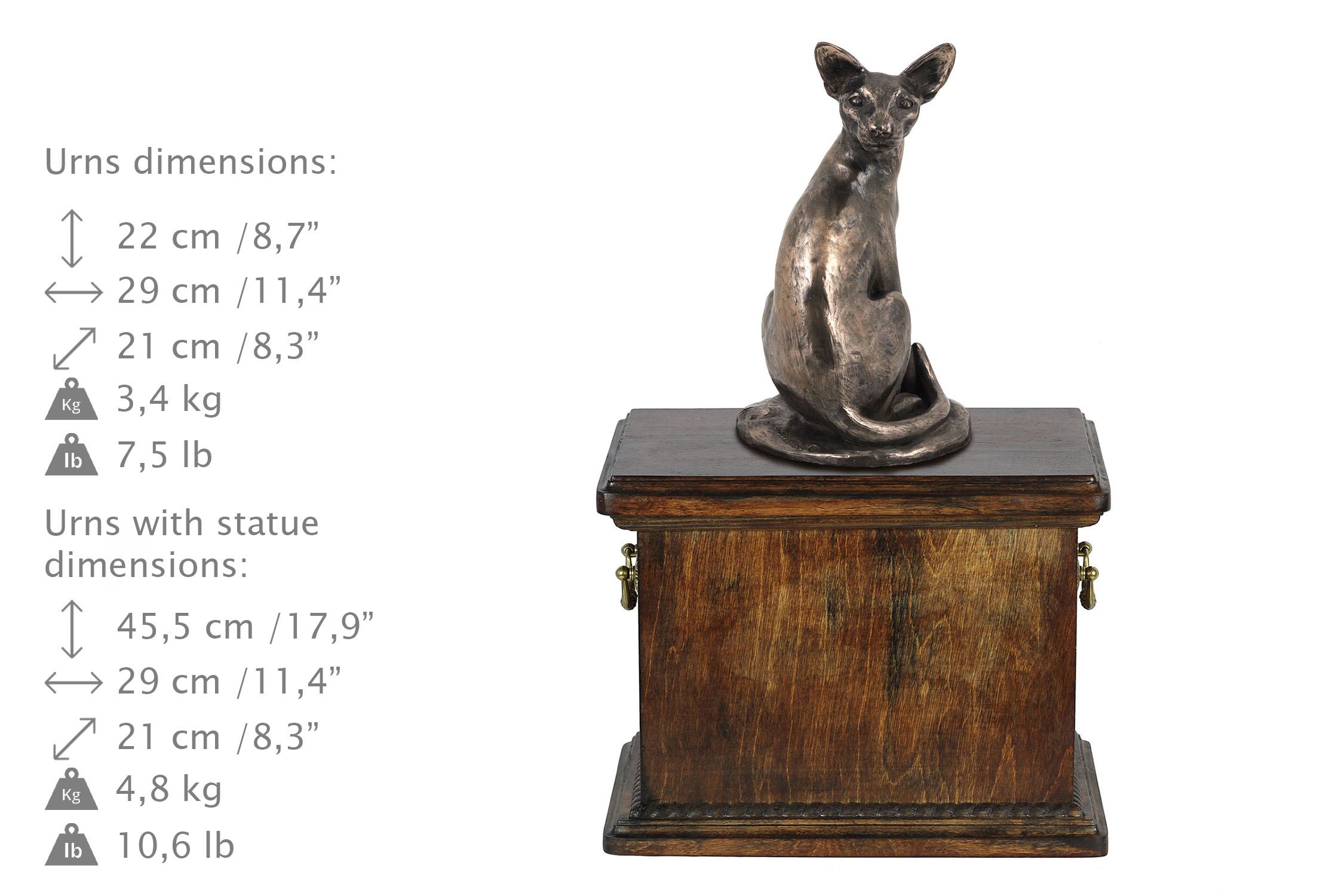 Kot egipski Mau urna ze statuetką drewniana Art-Dog